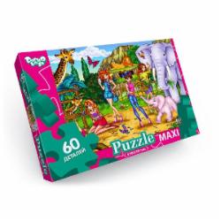 Пазлы Danko Toys 60 элементов макси неон №16 Девочки с животными Мх 60-08-16