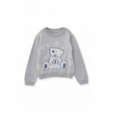 Джемпер детский для девочки ART KNIT Медвежонок р.98-104 светло-серый