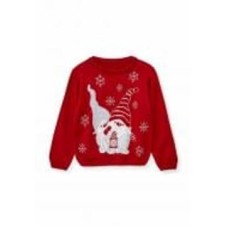 Джемпер детский унисекс ART KNIT Гном р.110-116 красный с рисунком