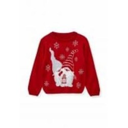 Джемпер детский унисекс ART KNIT Гном р.110-116 красный с рисунком