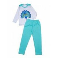 Пижама для девочек для девочек Luna Kids Маленький павлин р.110–116 ментол 0030
