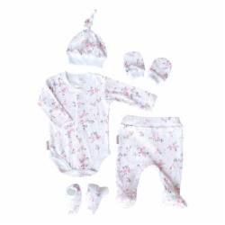 Комплект для новорожденных MagBaby Wind цветы белый с рисунком р.56 105317