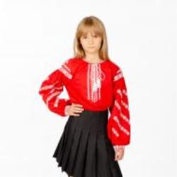 Вышиванка для девочек Эдельвика р.146 красный с белым 393-23/00