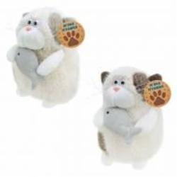 Мягкая игрушка Shantou Кот с рыбкой 22,5 см в ассортименте C6302