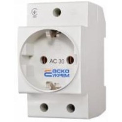 Розетка силовая с заземлением АСКОУКРЕМ AC30 2Р+РЕ белый A0150010104