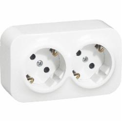 Розетка двойная с заземлением Legrand Forix 110х65х38,6 мм IP40 белый 782413