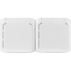Розетка двойная с заземлением Legrand Quteo 2x2К+З со шторками с крышкой белый 782323 Розетка двойная с заземлением Legrand Quteo 2x2К+З со шторками с крышкой белый 782323