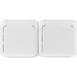 Розетка двойная с заземлением Legrand Quteo 2x2К+З со шторками с крышкой белый 782323