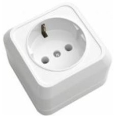 Розетка 1 с заземлением Simply ELM 250В 16А огнестойкий пластик IP20 белый 41-0006