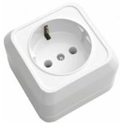 Розетка 1 с заземлением Simply ELM 250В 16А огнестойкий пластик IP20 белый 41-0006