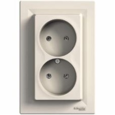Розетка двойная без заземления Schneider Electric Asfora без шторок кремовый Розетка двойная без заземления Schneider Electric Asfora без шторок кремовый