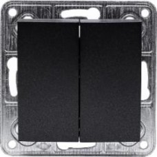 Выключатель двухклавишный LXL Tesla TLXL3504A без подсветки графит 3504A graphite