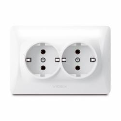 Розетка двойная с заземлением Videx Binera IP20 белый VF-BNSK2G-W