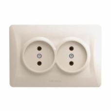 Розетка двойная без заземления Videx Binera IP20 кремовый VF-BNSK2-CR
