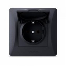 Розетка с заземлением Videx Binera IP20 черный графит VF-BNSK1GС-BG
