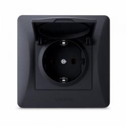 Розетка с заземлением Videx Binera IP20 черный графит VF-BNSK1GС-BG