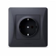 Розетка с заземлением Videx Binera IP20 черный графит VF-BNSK1G-BG