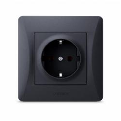 Розетка с заземлением Videx Binera IP20 черный графит VF-BNSK1G-BG