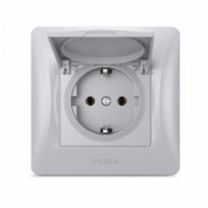 Розетка с заземлением Videx Binera IP20 серебряный шелк VF-BNSK1GС-SS
