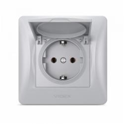 Розетка с заземлением Videx Binera IP20 серебряный шелк VF-BNSK1GС-SS