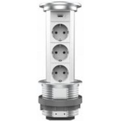 Розетка мебельнаяпобутова + USB с заземлением Livolo C7 IP44 серый VL-SHS021-FCTC-S