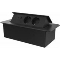 Розетка мебельнаяпобутова + USB с заземлением Livolo C7 IP40 черный VL-SHS013-TC-UA.UCBP-B