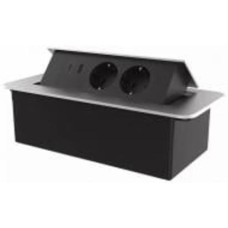 Розетка мебельнаяпобутова + USB с заземлением Livolo C7 IP40 серый VL-SHS013-TC-UA.UCBP-S