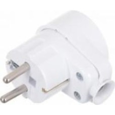 Электровилка угловая E.NEXT Uni-Schuko WT-16U/G-S с заземлением 250В 16А пластик белый