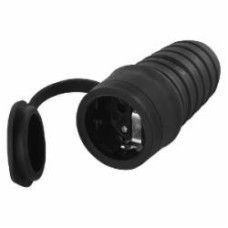 Розетка кабельная резиновая с крышкой Emos P0049 3680 Вт із заземленням 250В 16А IP44 резина черный