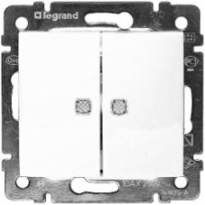 Выключатель двухклавишный Legrand Valena с подсветкой белый 774428