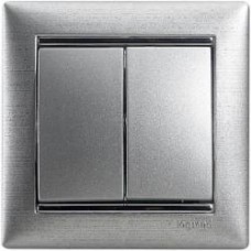 Выключатель двухклавишный Legrand Valena без подсветки алюминий 770105