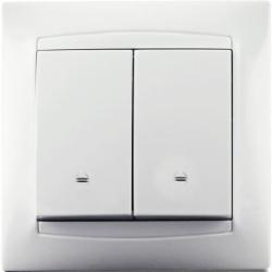 Переключатель проходной двухклавишный Erste Prestige без подсветки белый 9206-32,W