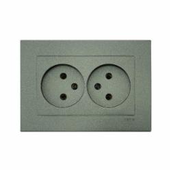 Розетка двойная бытовая без заземления EXEN Karell IP20 антрацит 200-131303-244