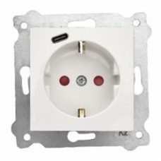 Механизм розетки бытовая с заземлением EXEN Karell IP20 белый 290-000103-274