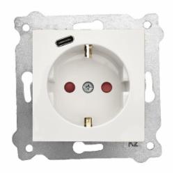 Механизм розетки бытовая с заземлением EXEN Karell IP20 белый 290-000103-274