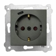 Механизм розетки бытовая с заземлением EXEN Karell IP20 антрацит 290-001303-274