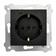 Механизм розетки бытовая с заземлением EXEN Karell IP20 черный 290-001403-274