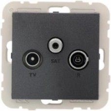 Розетка TV концевая оконечная с заземлением Efapel Apolo IP20 черный матовый 50543 TPM