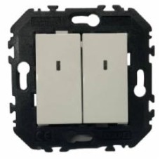Выключатель двухклавишный Efapel Quadro с подсветкой белый 4601512 SBR