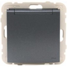 Розетка с заземлением Efapel Logus 2P+Z 16 А 250 В без шторок с крышкой графит 20634 TIS