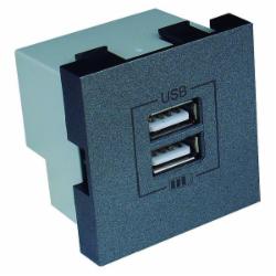 Розетка USB двойная Efapel Logus 2А без крышки черный матовый 21384 TPM Розетка USB двойная Efapel Logus 2А без крышки черный матовый 21384 TPM