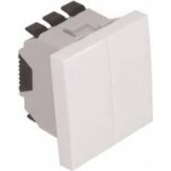 Выключатель двухклавишный проходной перекрестный двухклавишный Efapel Quadro без подсветки белый 4605012 SBR