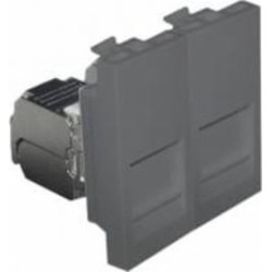 Розетка компьютерная двойная Efapel Quadro RJ45 5e без крышки черный матовый 4697612 SPM