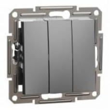 Выключатель трехклавишный Schneider Electric Asfora без подсветки антрацит EPH2100171 Выключатель трехклавишный Schneider Electric Asfora без подсветки антрацит EPH2100171