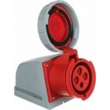 Розетка силовая стационарная с заземлением E.NEXT socket.125.32.67, 4п., 400В, 32А, IP 67 серый с красным i082011