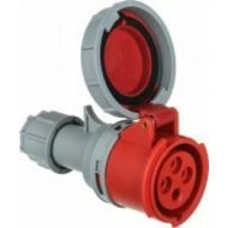 Розетка силовая переносная с заземлением E.NEXT e.socket.214.16.67, 4п., 400В, 16А , IP 67 серый с красным i082014