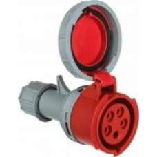 Розетка силовая переносная с заземлением E.NEXT e.socket.215.16.67, 5п., 400В, 16А , IP 67 серый с красным i082015
