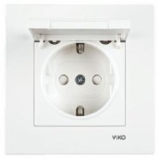Розетка с заземлением Viko Karre без шторок с крышкой белый 90960012