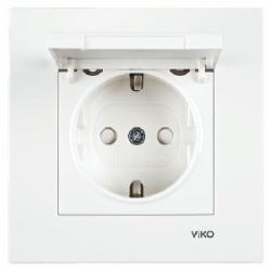 Розетка с заземлением Viko Karre без шторок с крышкой белый 90960012