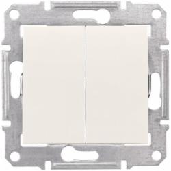 Выключатель двухклавишный Schneider Electric Sedna без подсветки кремовый